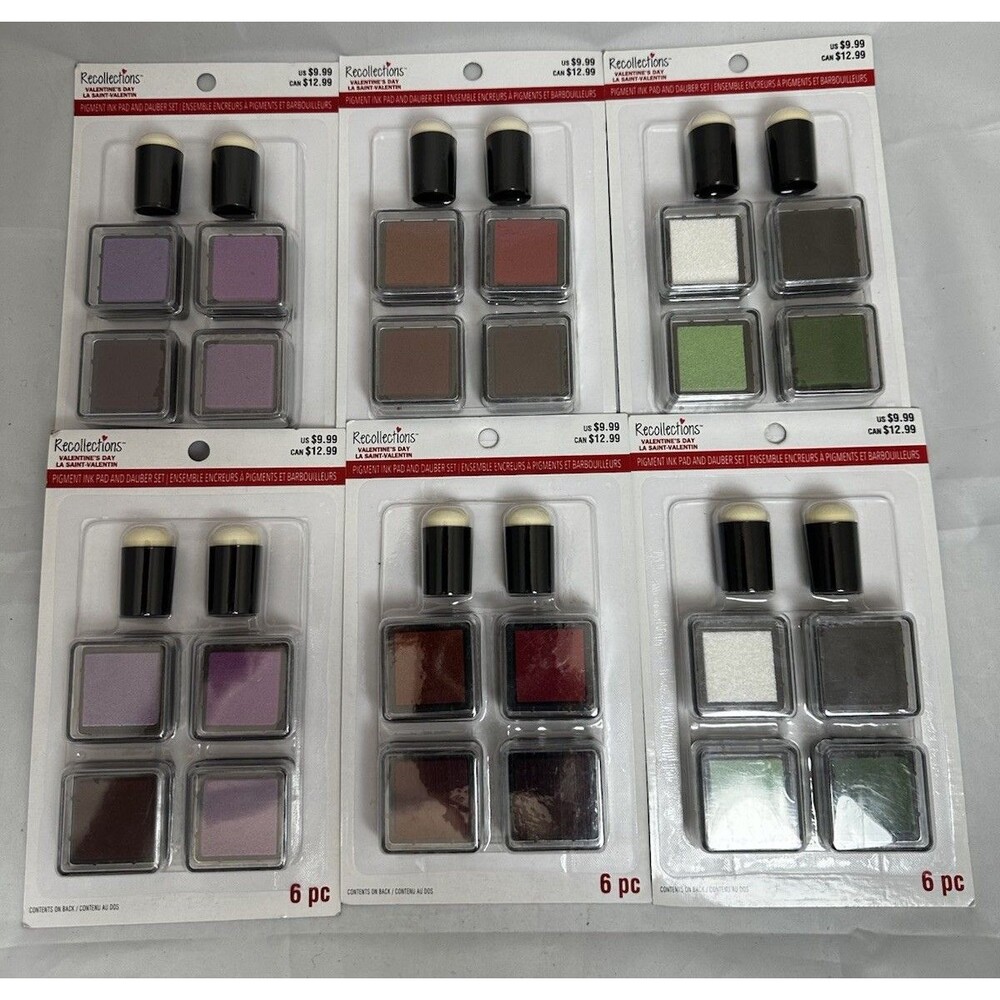 Recollections Mini Ink Pads 6 Sets with Daubers New Pigment Ink Pads